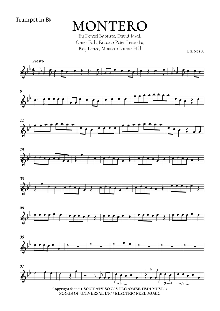 Montero Trumpet Solo scores gallery preview page 2