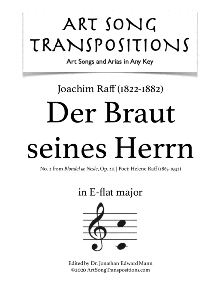 RAFF: Der Braut seines Herrn, Op. 211 no. 2 (transposed to E-flat major)