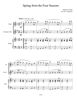 Spring from the Four Seasons (Flute and Clarinet Duet with Piano Accompaniment)