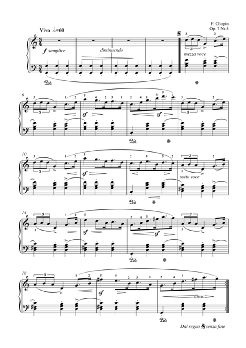 Chopin Mazurka, Op. 7 No. 5