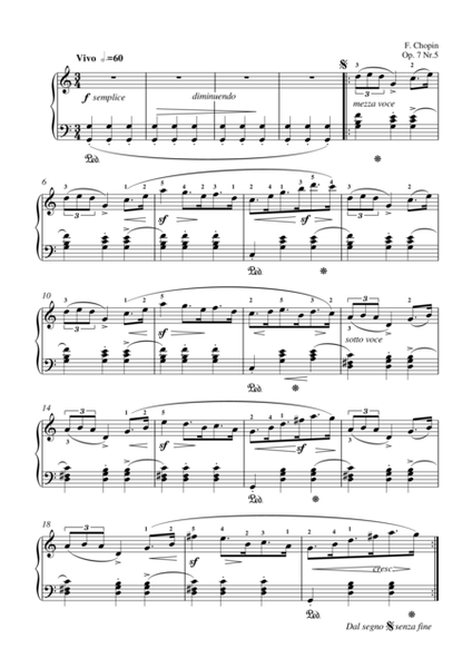 Chopin Mazurka, Op. 7 No. 5