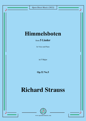 Book cover for Richard Strauss-Himmelsboten,in F Major,Op.32 No.5,for Voice and Piano