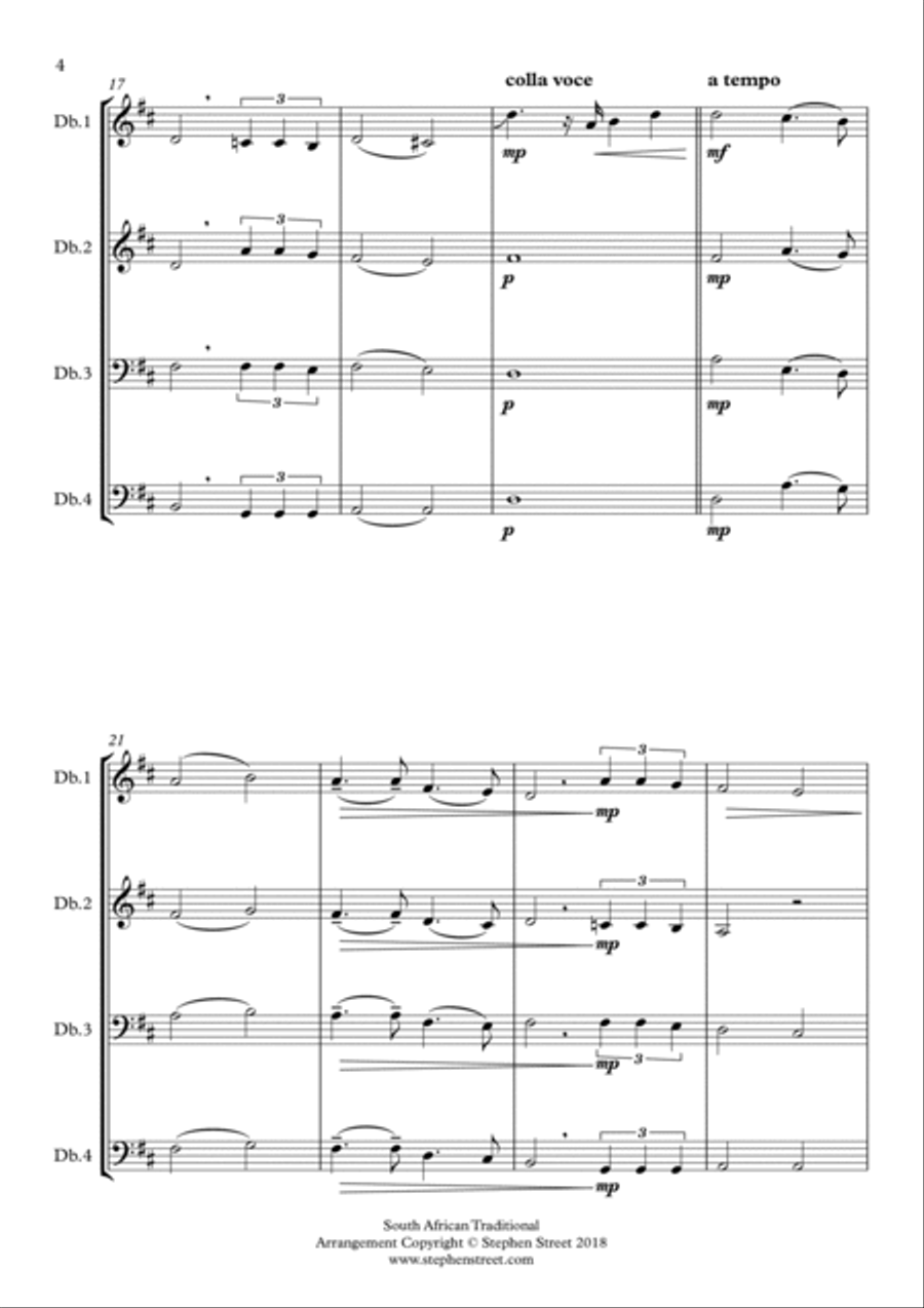 Wakrazulwa Double Bass Quartet Small Ensemble scores gallery preview page 4