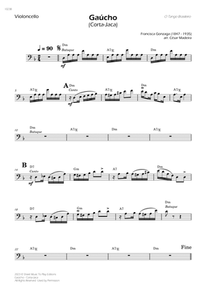 Gaúcho (Corta-Jaca) - Cello Solo - W/Chords