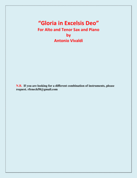 Gloria in Excelsis Deo - for Alto Saxophone and Tenor Saxophone and Piano image number null