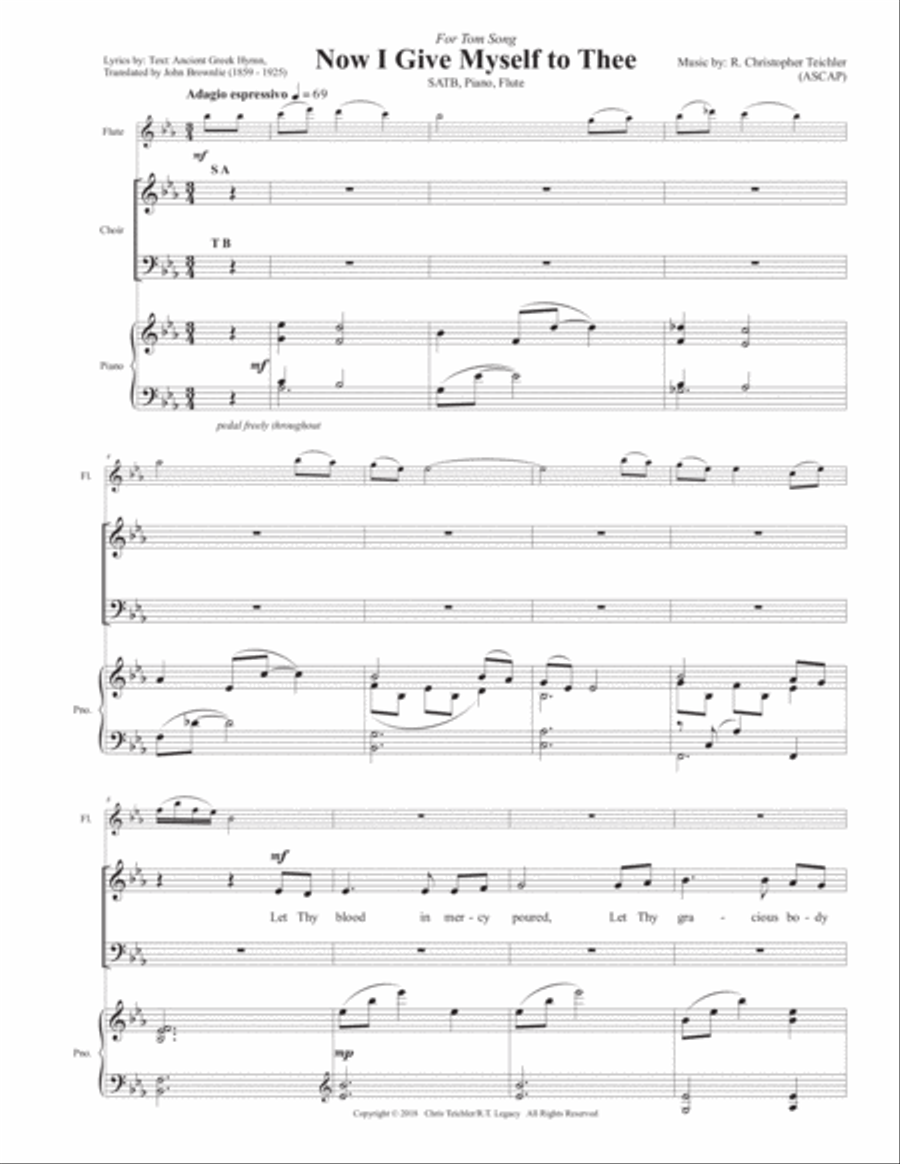Now I Give Myself to Thee - SATB, Flute and Piano 4-Part scores gallery preview page 3