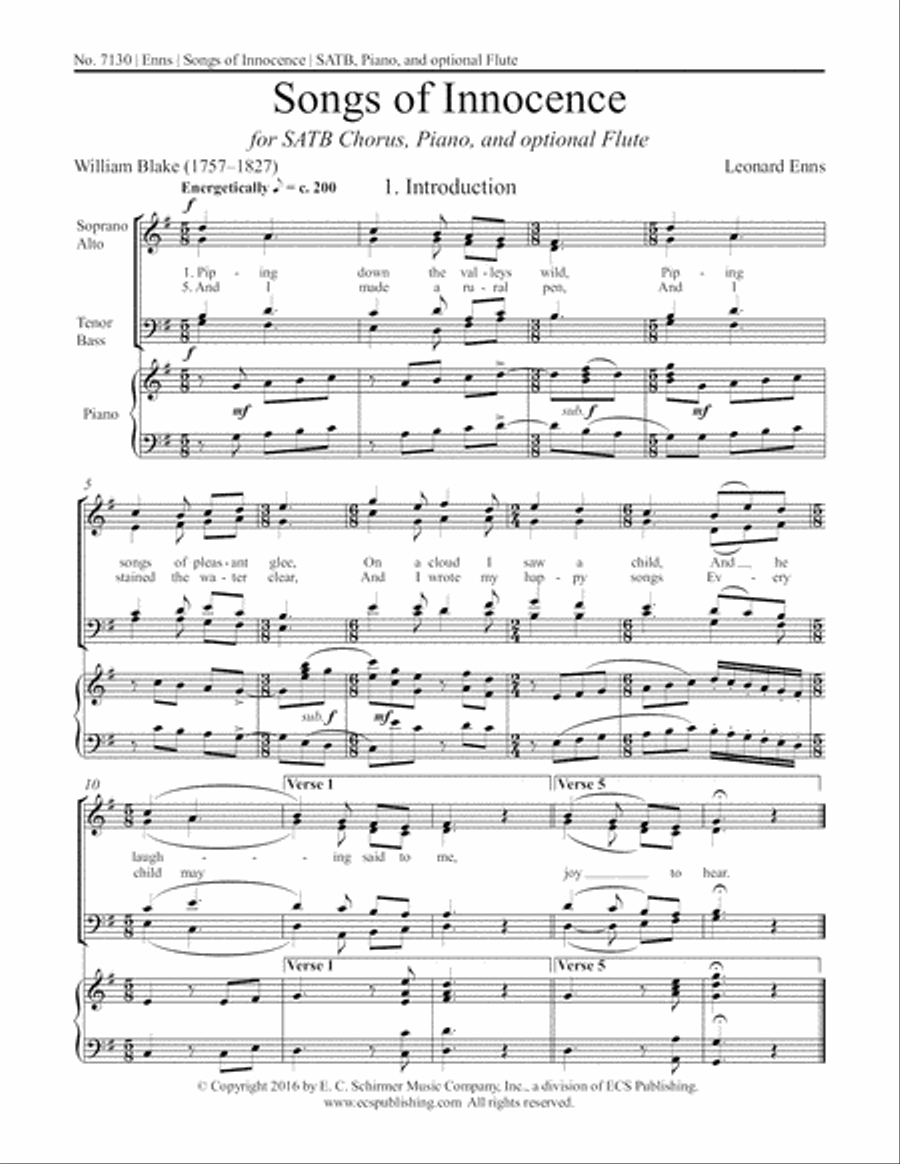 Songs of Innocence 4-Part scores gallery preview page 2