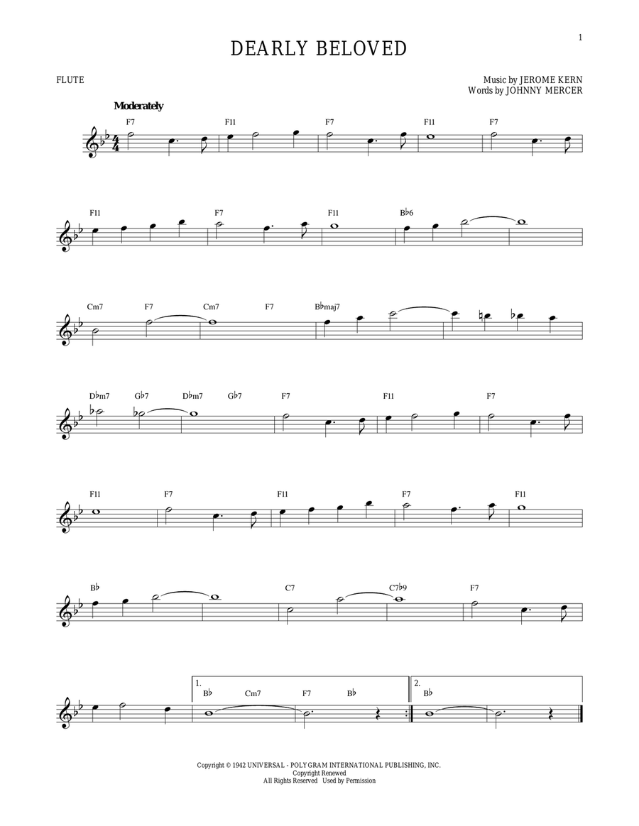 Dearly Beloved Dearly Beloved Flute Solo scores gallery preview page 1