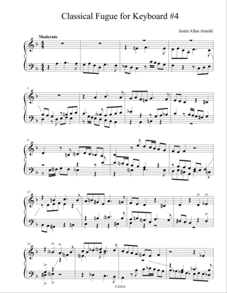 Classical Fugue #4 for Keyboard Piano Solo scores gallery preview page 1