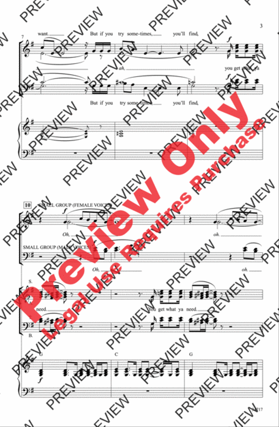 You Can't Always Get What You Want 4-Part scores gallery preview page 3