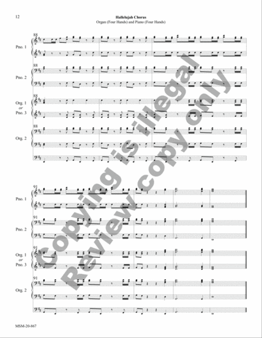 Hallelujah Chorus Organ scores gallery preview page 7