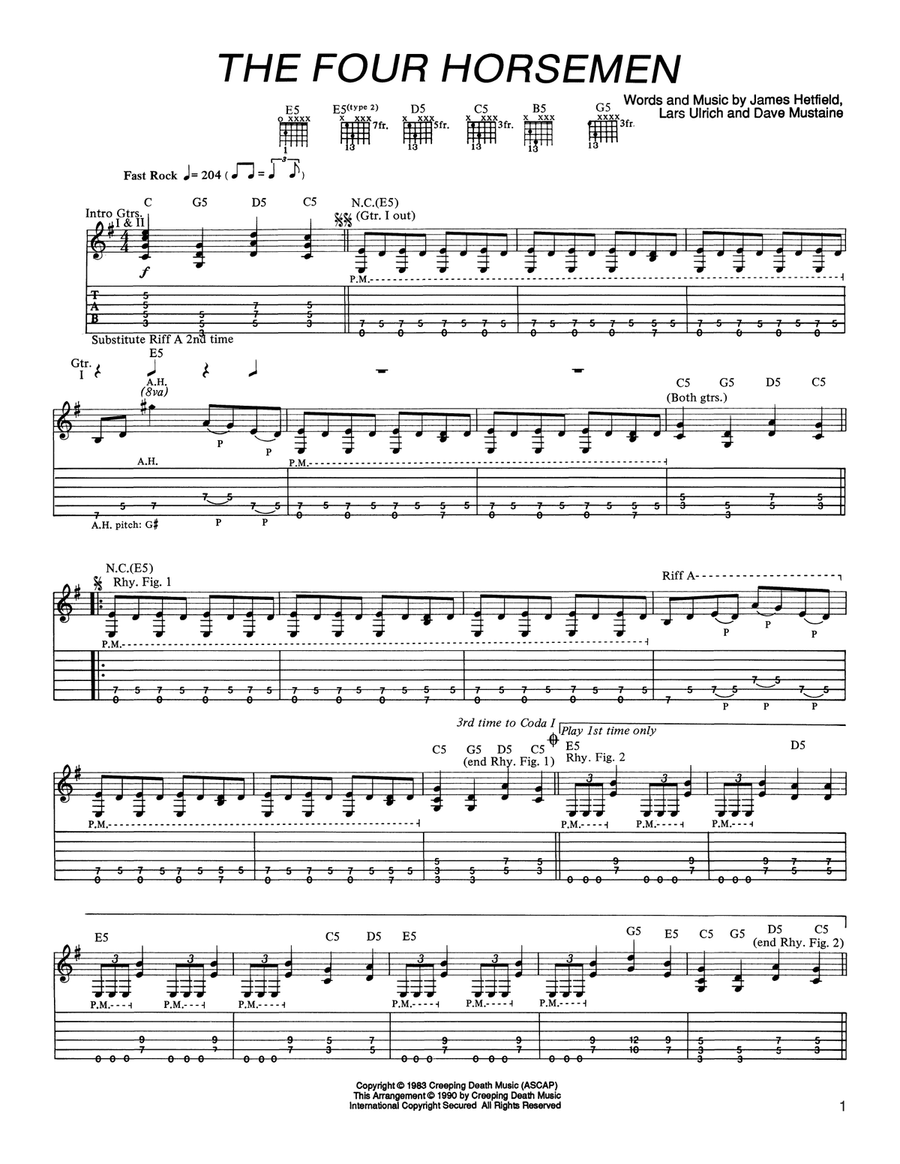 The Four Horsemen Acoustic Guitar scores gallery preview page 1