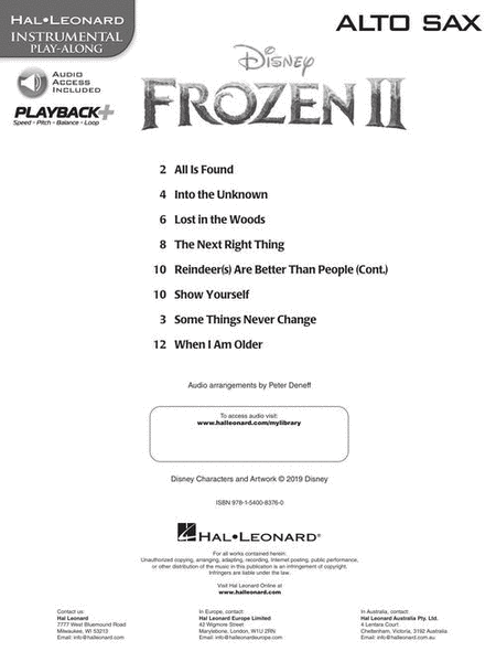 Frozen 2 Alto Sax Play-Along image number null