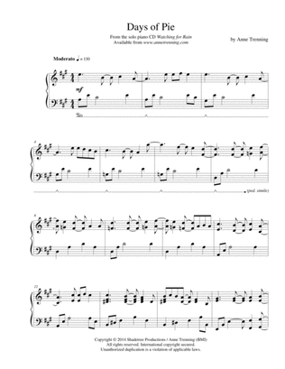 Days of Pie (sheet music for piano)