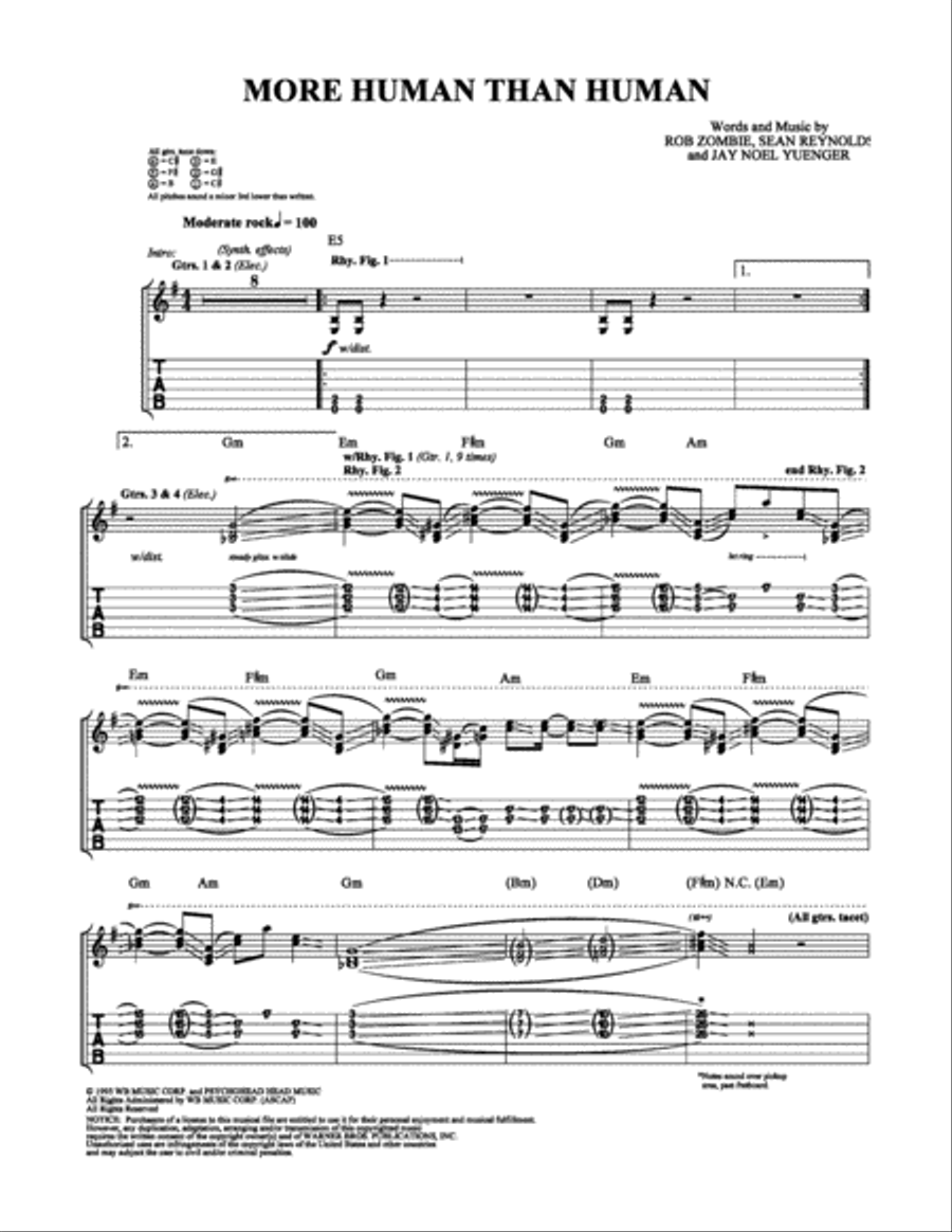 More Human Than Human Electric Guitar scores gallery preview page 1