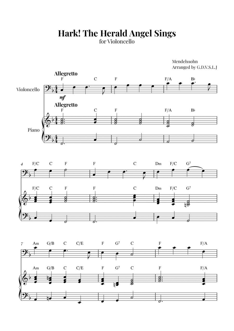 Hark! The Herald Angel Sings Piano scores gallery preview page 1