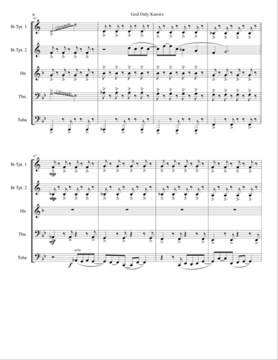 God Only Knows Brass Ensemble scores gallery preview page 6
