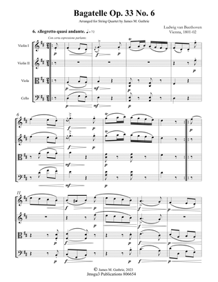 Book cover for Beethoven: Bagatelle Op. 33 No. 6 for String Quartet