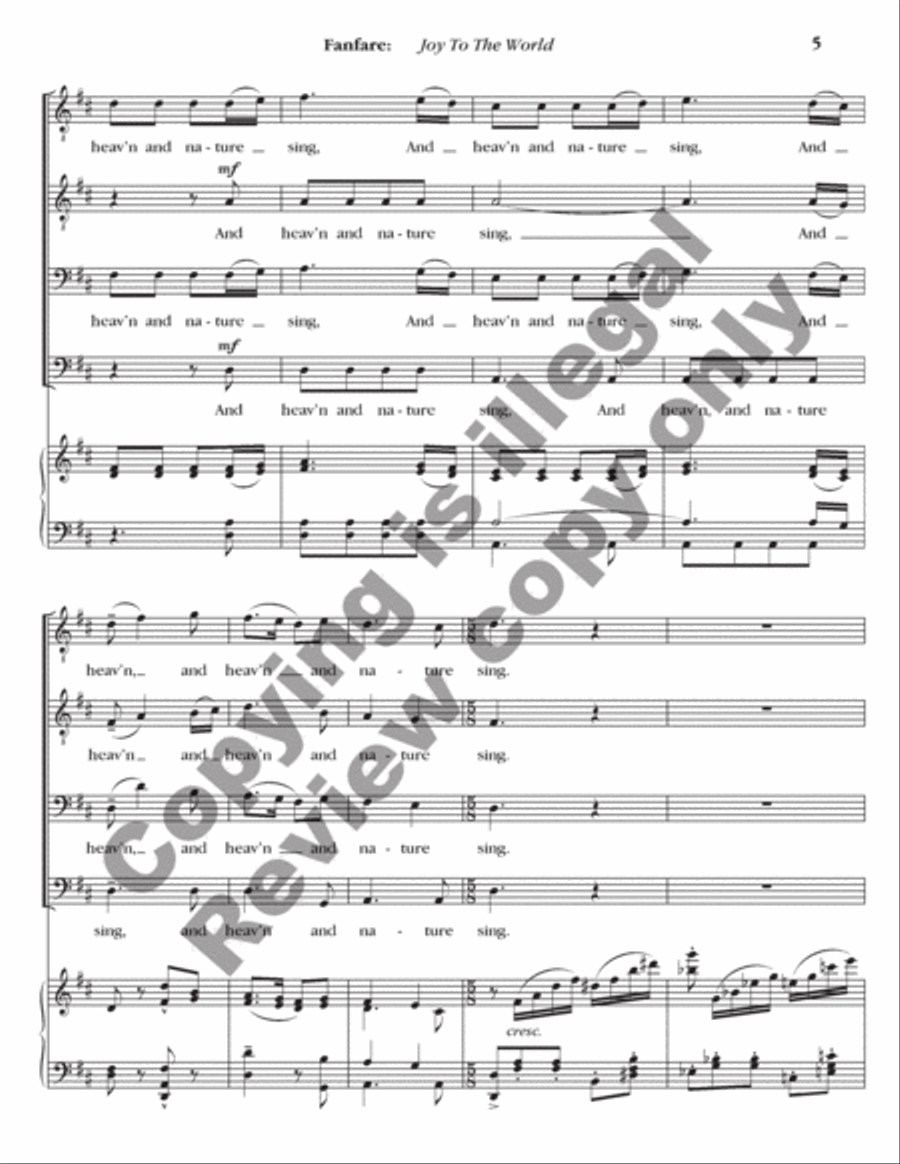 Fanfare: Joy to the World (Choral Score) TTBB scores gallery preview page 6