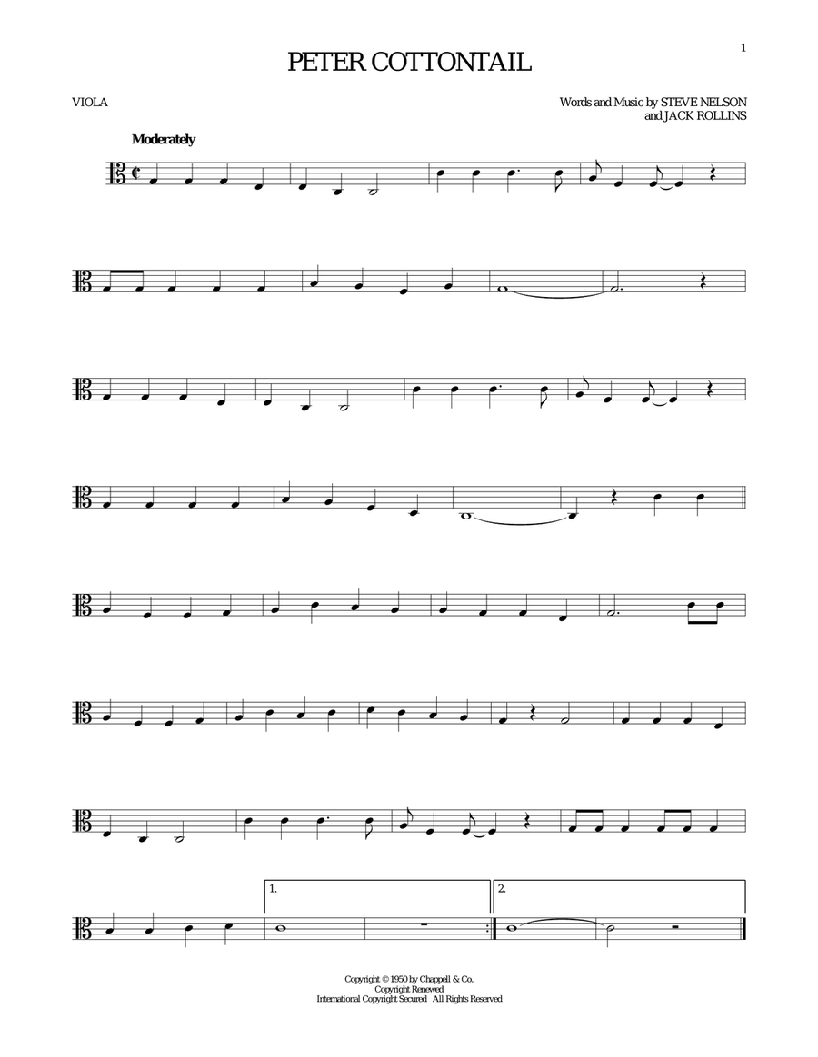 Peter Cottontail Peter Cottontail Viola Solo scores gallery preview page 1