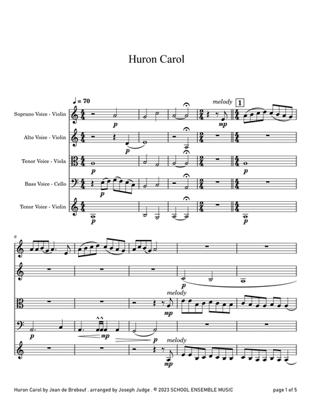 Huron Carol for String Quartet in Schools image number null