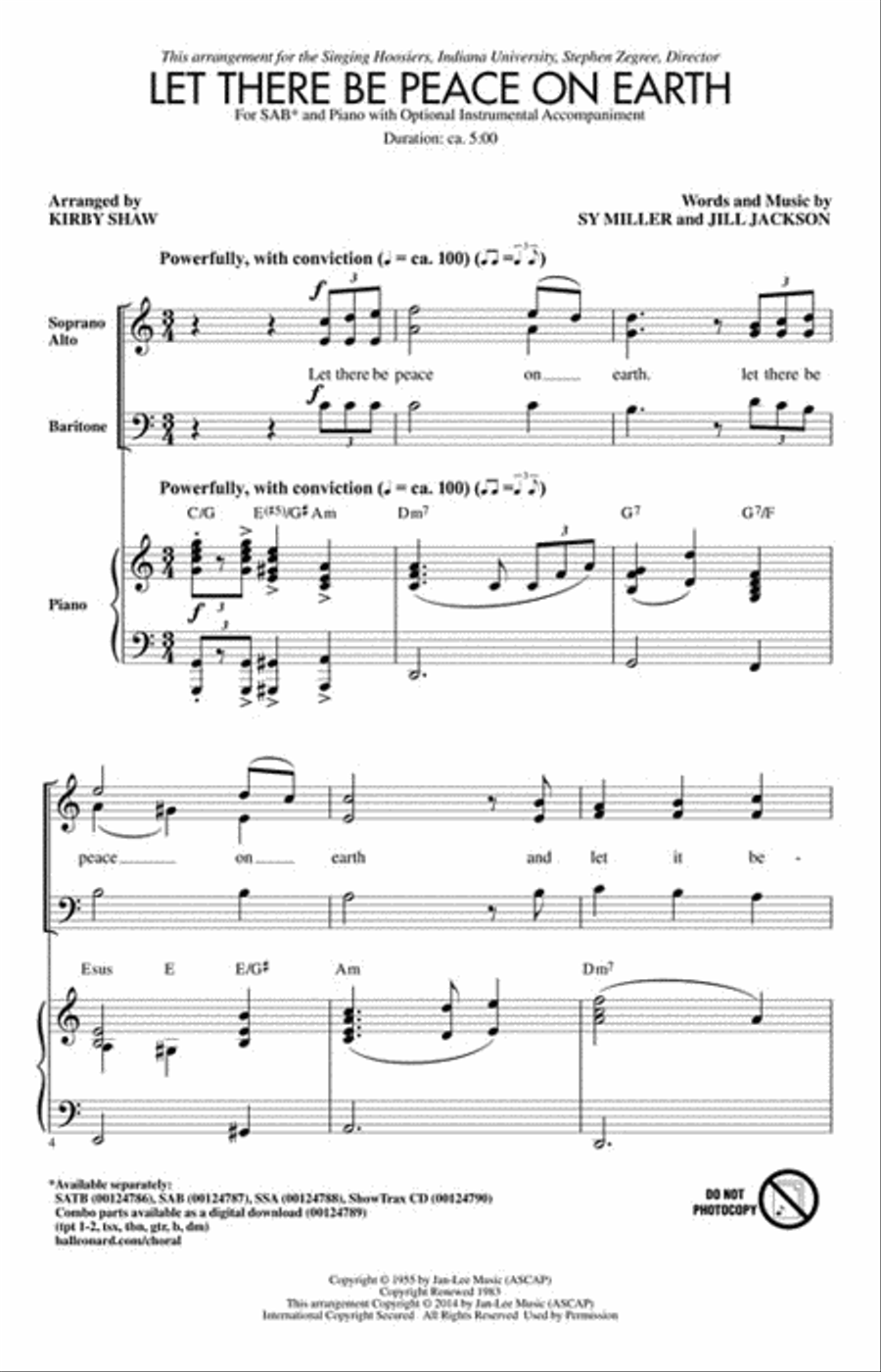 Let There Be Peace on Earth 3-Part scores gallery preview page 2