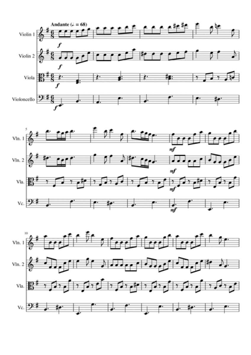 Opus 178a, Romance for String Quartet in E-la (Score & Parts) image number null