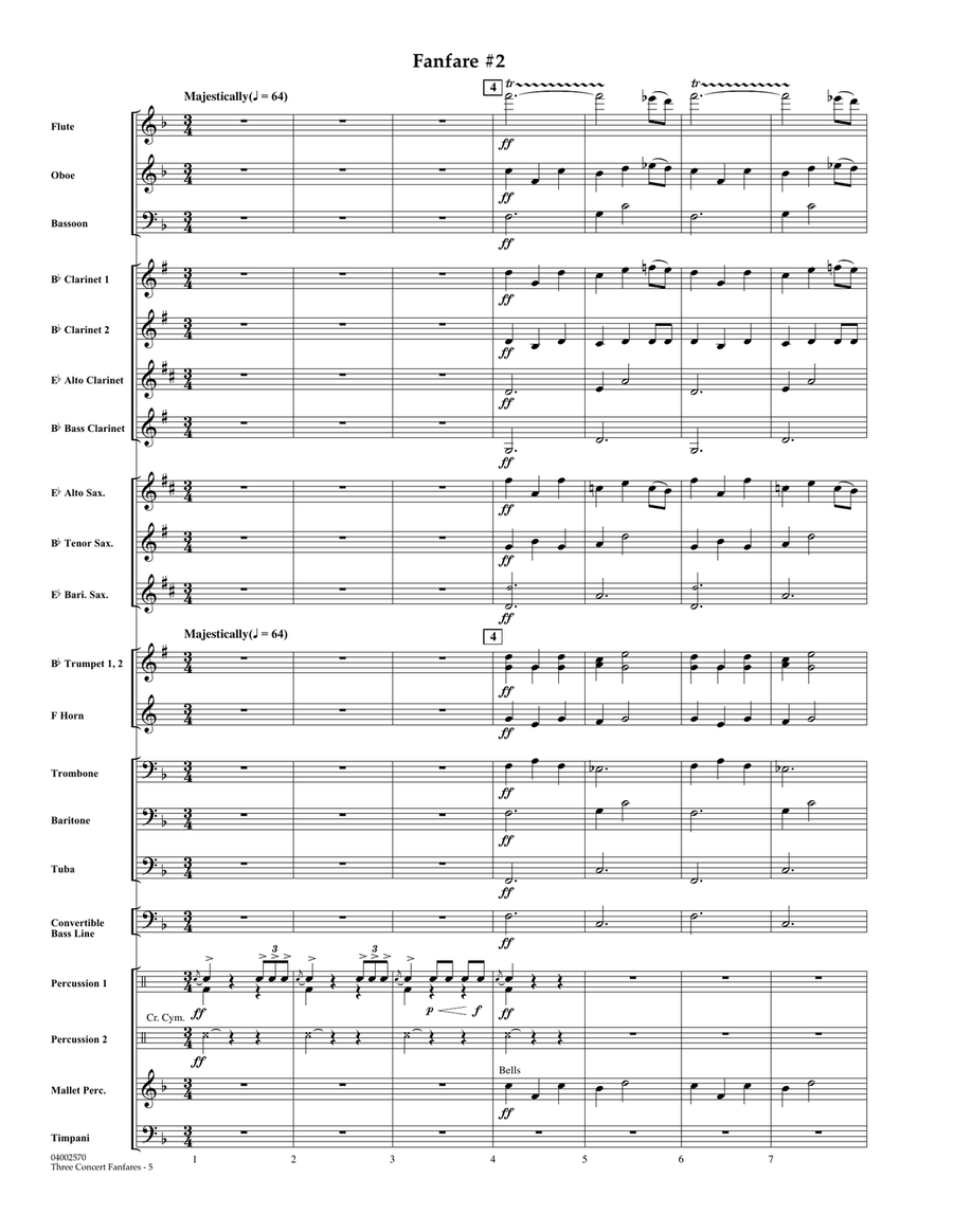 Three Concert Fanfares - Full Score Concert Band scores gallery preview page 3