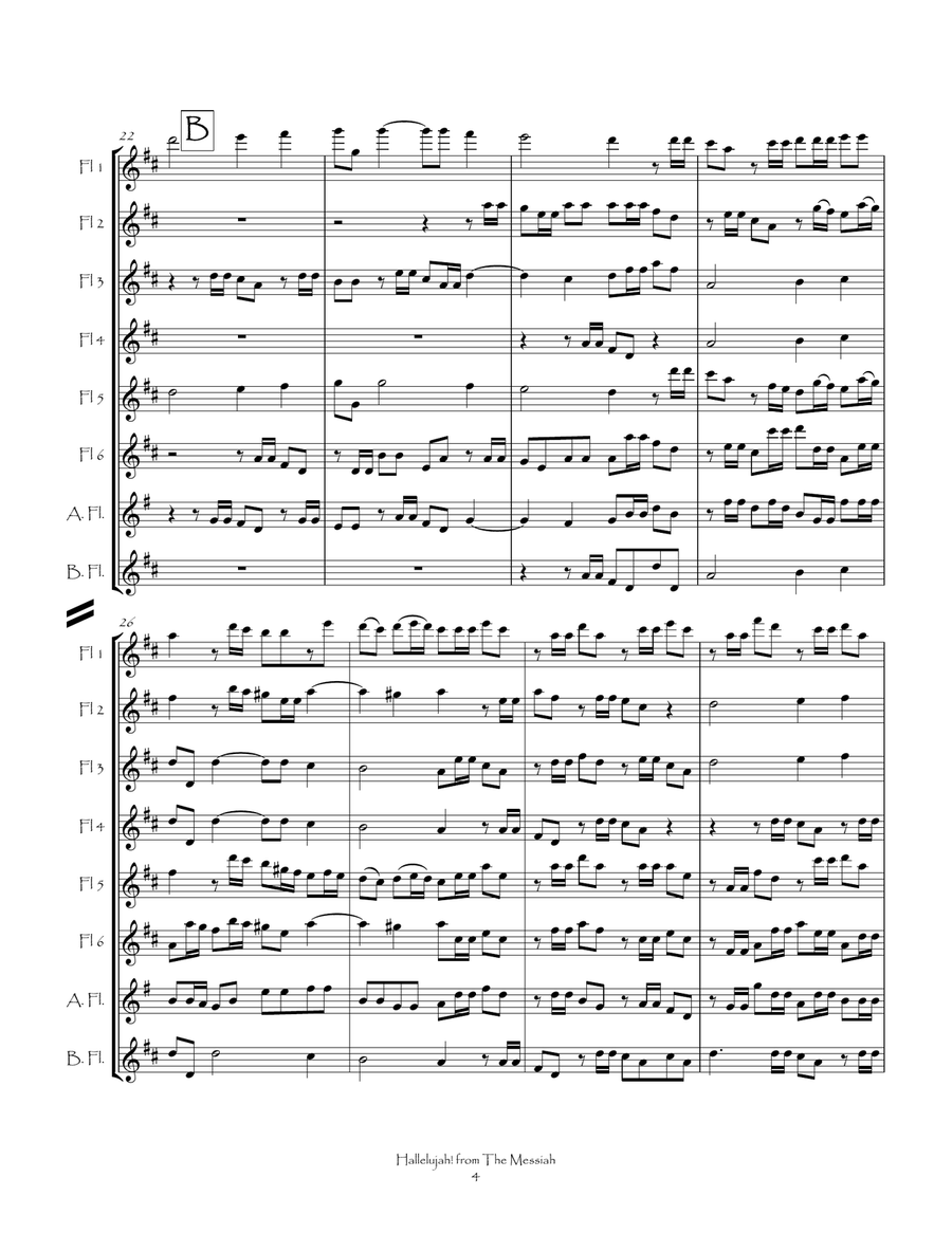 Hallelujah from The Messiah for Flute Choir Flute Choir scores gallery preview page 5