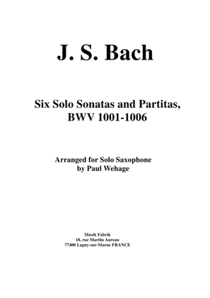 Book cover for J. S. Bach: Six Sonatas and Partitas for Solo Violin, BWV 1001-1006, arranged for solo saxophone by