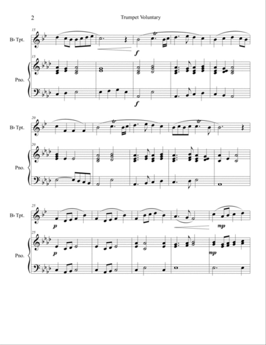 Trumpet Voluntary (Trumpet Solo) with piano accompaniment Trumpet Solo scores gallery preview page 2