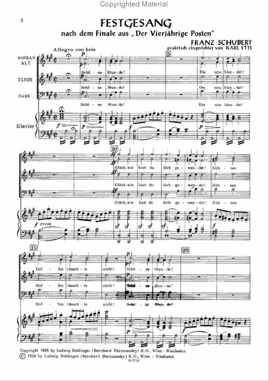 Festgesang (Schone Stunde, die uns blendet!) Mixed Choir scores gallery preview page 2