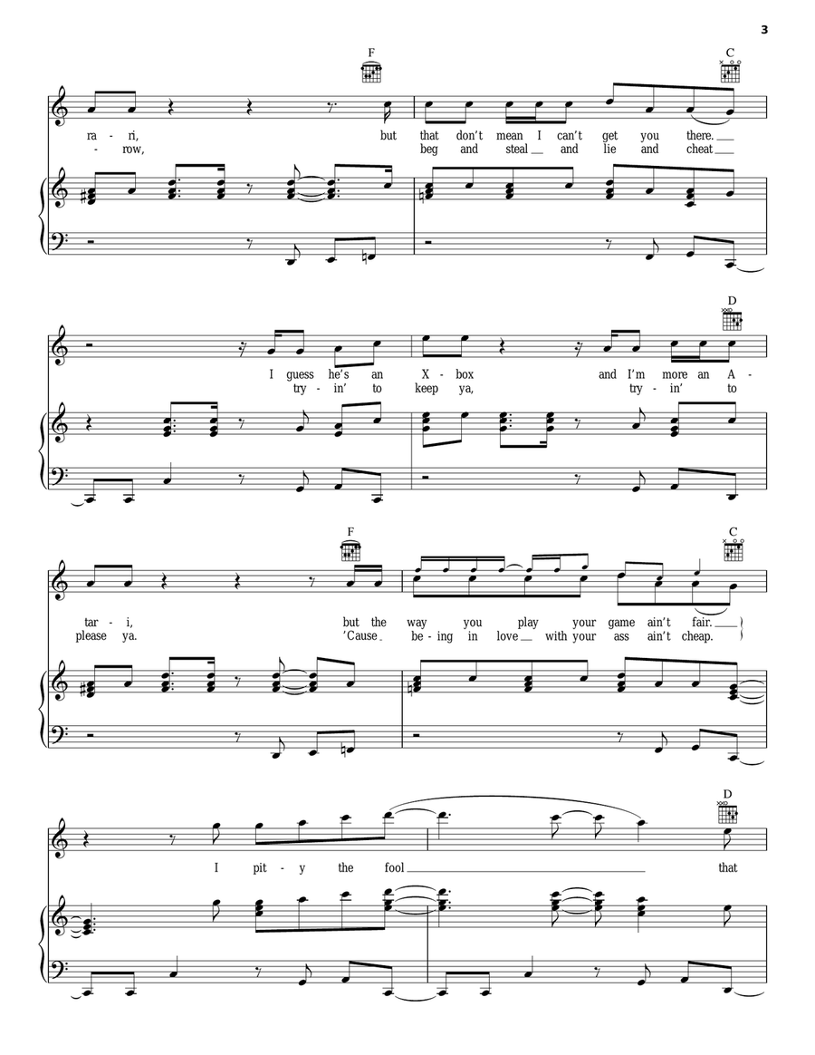 F**k You (Forget You) Acoustic Guitar scores gallery preview page 3