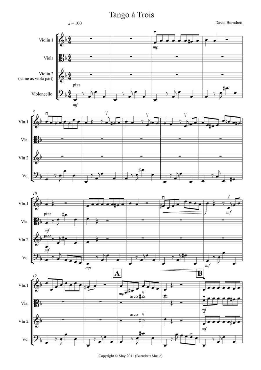 Tango á Trois for String Trio String Trio scores gallery preview page 1