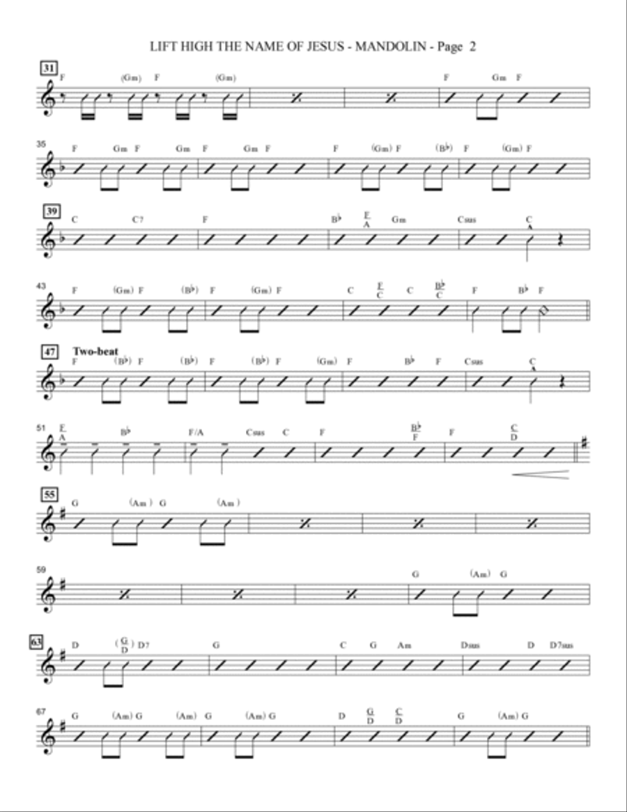 Lift High the Name of Jesus - Mandolin/Acoustic Guitar Choir scores gallery preview page 2