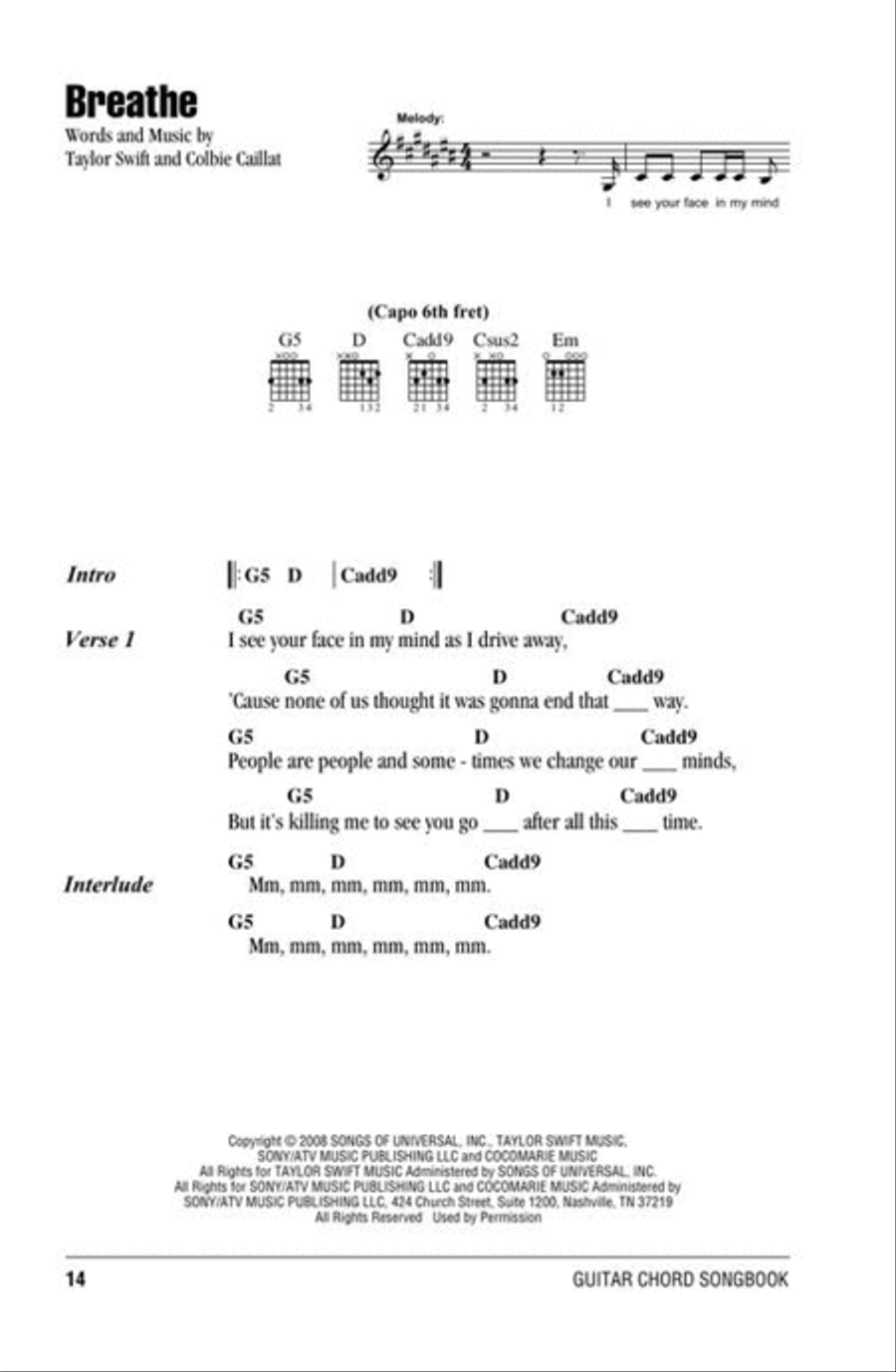 Taylor Swift – Guitar Chord Songbook – 3rd Edition Electric Guitar scores gallery preview page 6