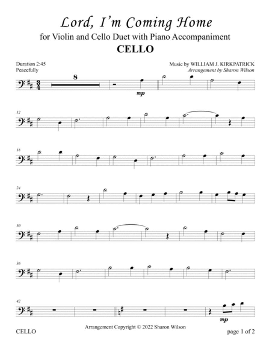Lord, I'm Coming Home (for Violin and Cello Duet with Piano Accompaniment) Piano Trio scores gallery preview page 4