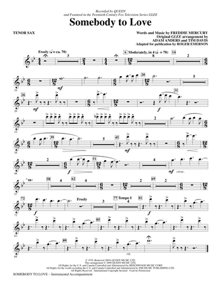 Book cover for Somebody To Love (arr. Roger Emerson) - Tenor Sax