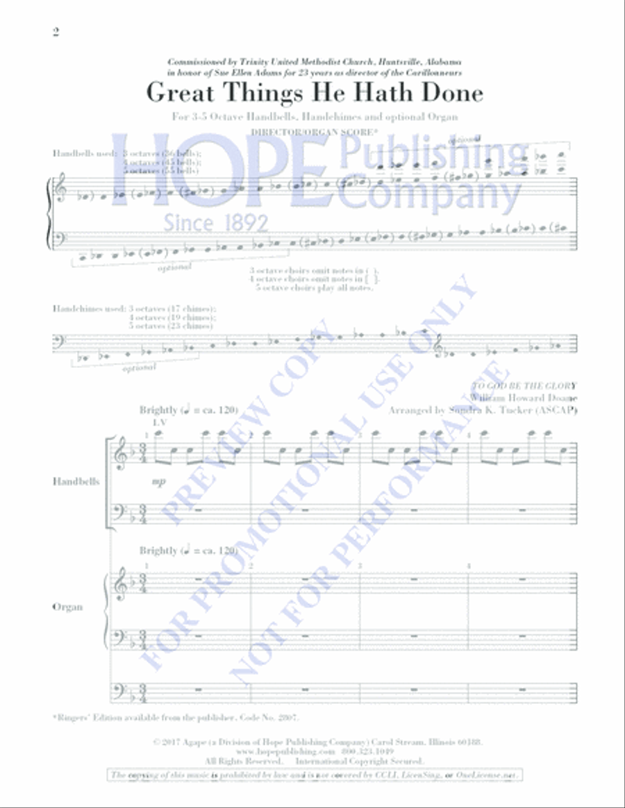 Great Things He Hath Done Handbell Choir scores gallery preview page 2