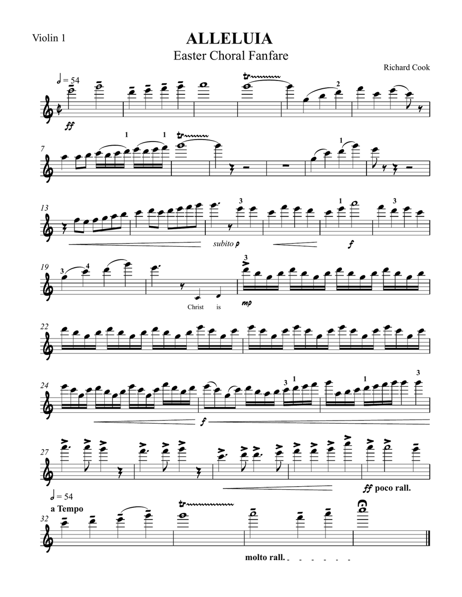 Alleluia Easter Fanfare VIOLIN PART Violin Solo scores gallery preview page 1
