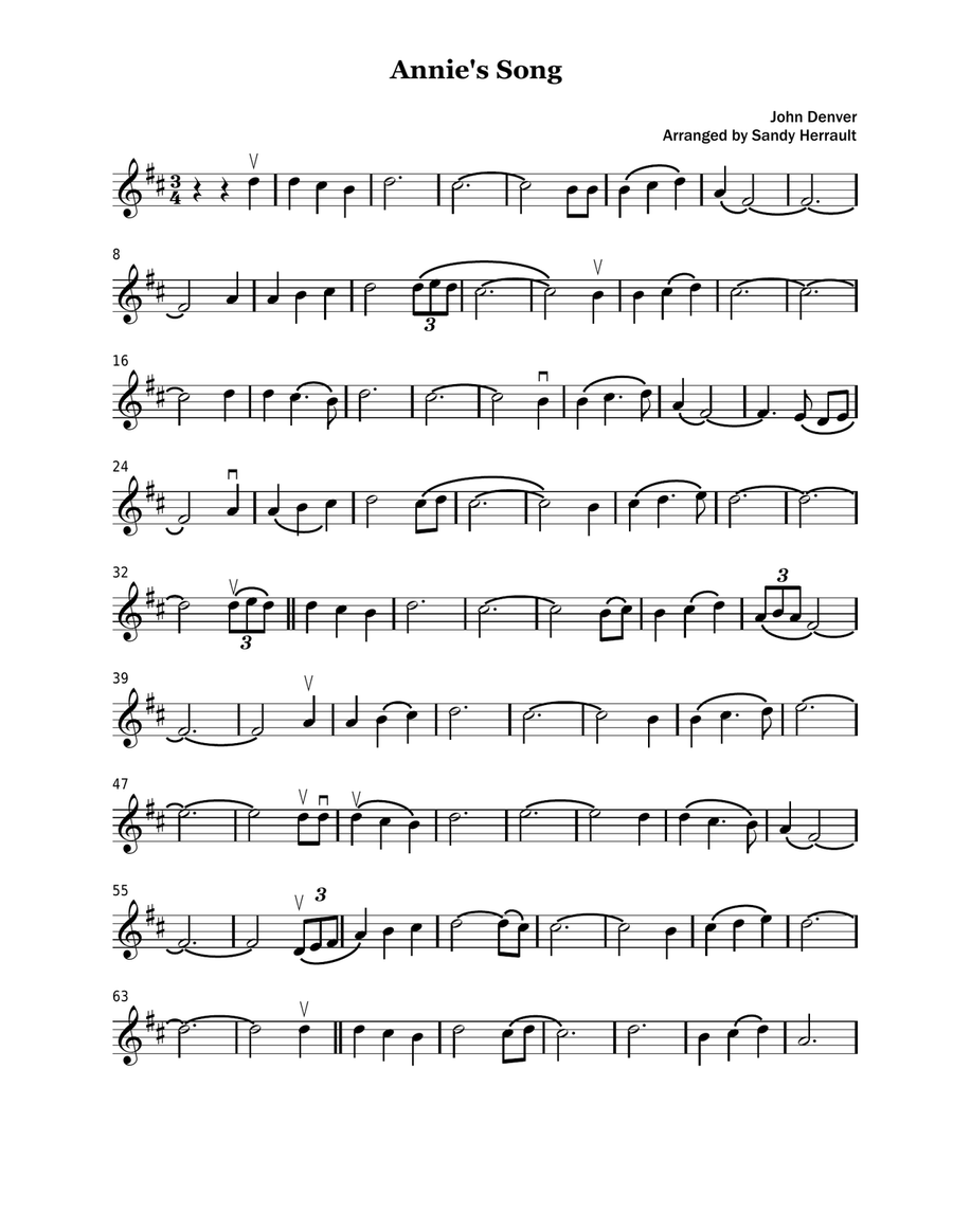 Annie's Song Violin Solo scores gallery preview page 1