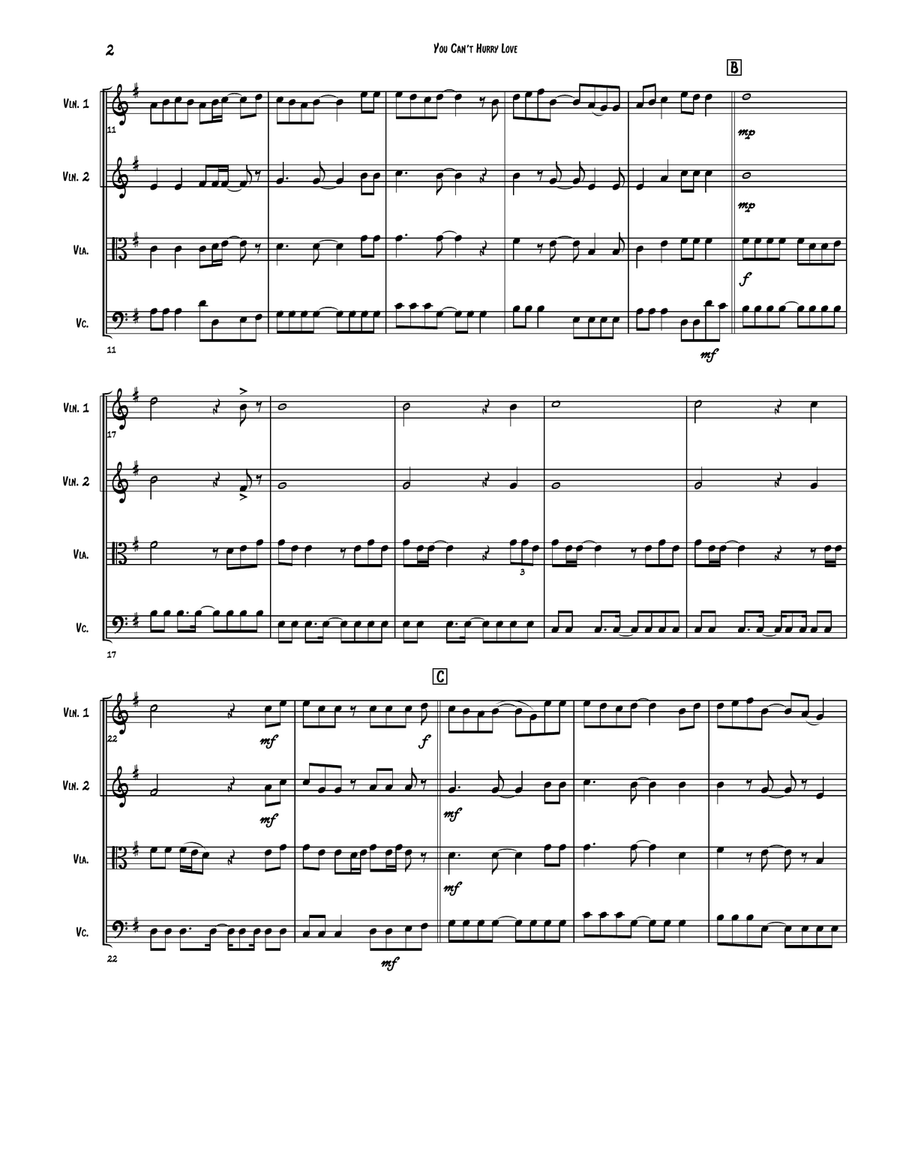 You Can't Hurry Love You Can't Hurry Love String Quartet scores gallery preview page 2