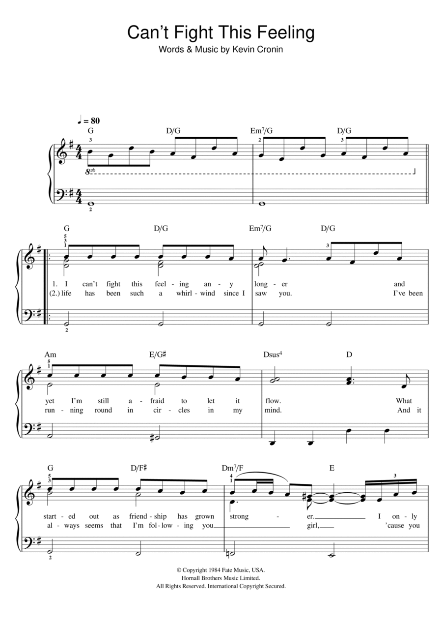 Can't Fight This Feeling Can't Fight This Feeling Easy Piano scores gallery preview page 1