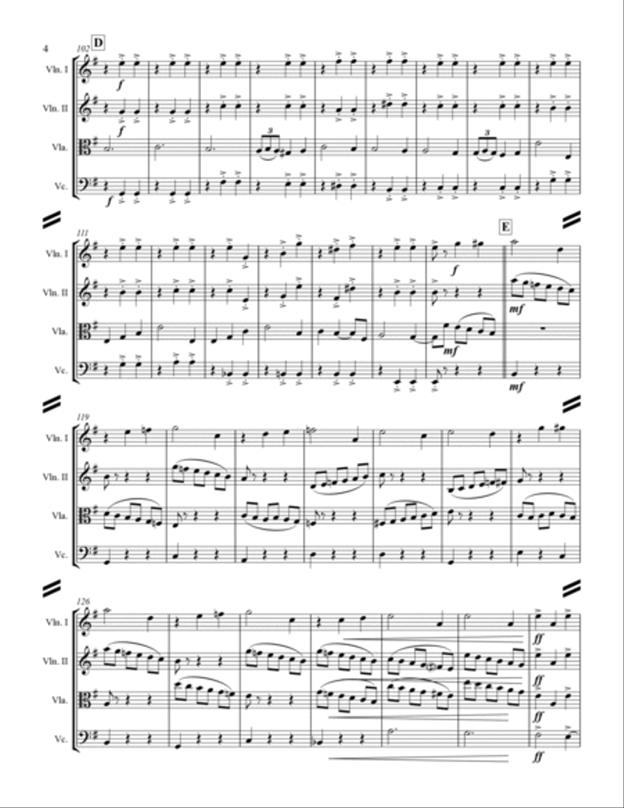 The Nutcracker Suite - 8. Waltz of the Flowers (for String Quartet) String Quartet scores gallery preview page 5
