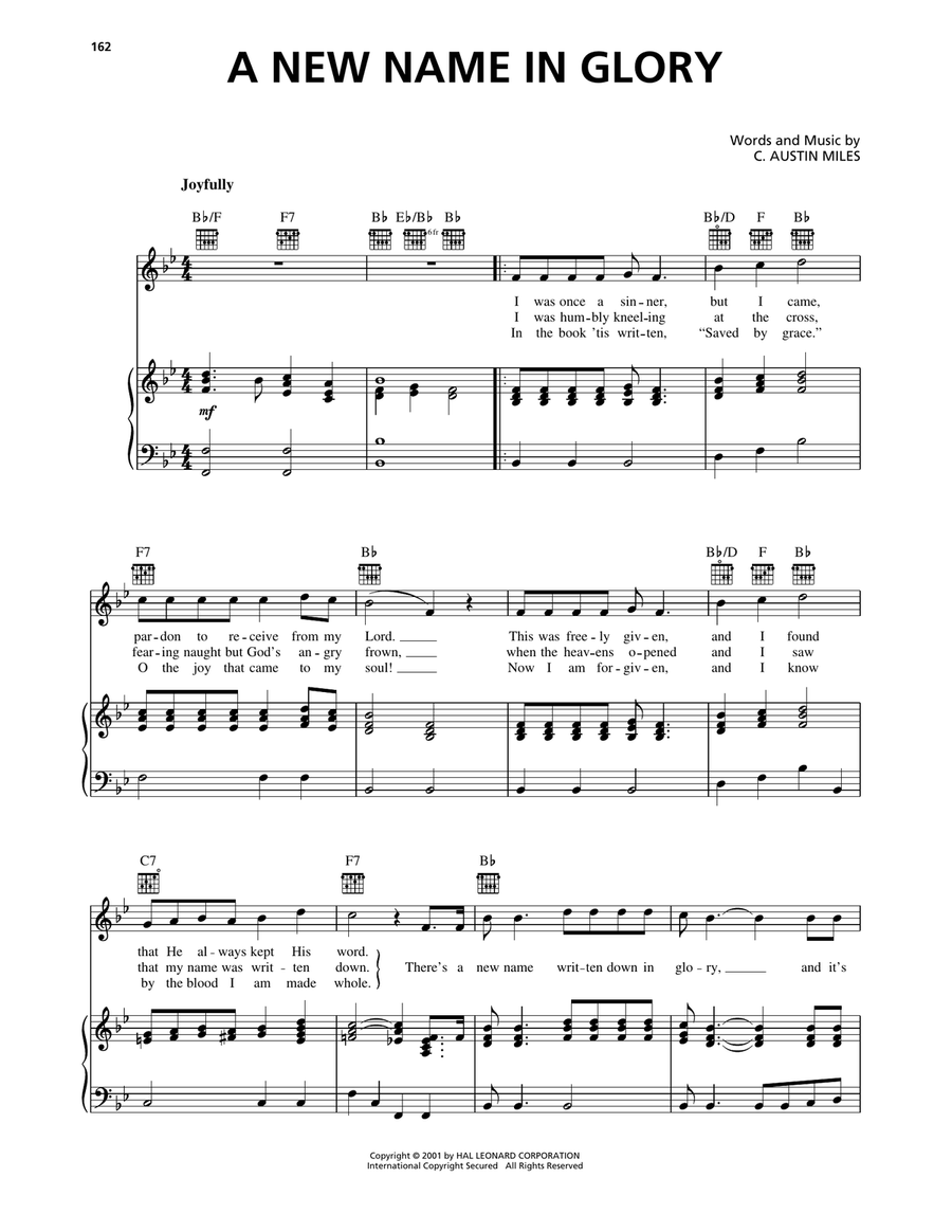 A New Name In Glory A New Name In Glory Piano, Vocal, Guitar scores gallery preview page 1