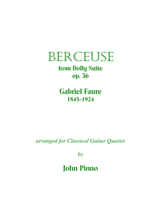Book cover for Berceuse (Faure) arr. for classical guitar quartet