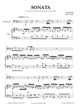 Book cover for BACH: Sonata BWV 1030 for Euphonium & Piano