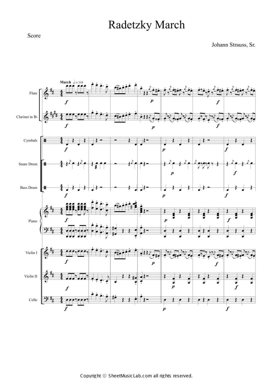 Radetzky Marsch Orchestra scores gallery preview page 1