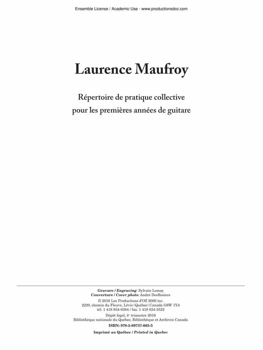 Répertoire de pratique collective pour les premières années de guitare Classical Guitar scores gallery preview page 1