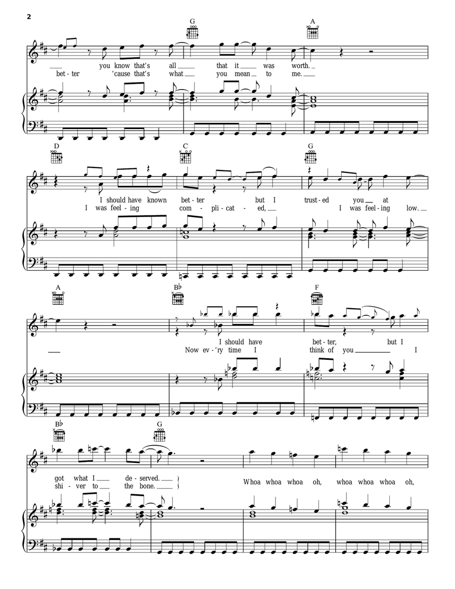 Thorn In My Side Piano, Vocal, Guitar scores gallery preview page 2
